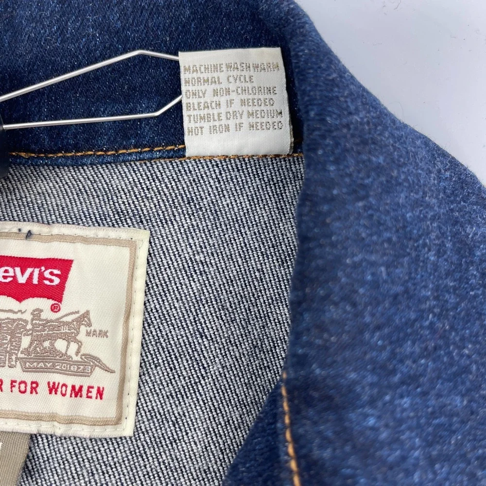 Vintage 80s Levis Denim Jacket Womens Medium Blue Zip Front Hong‎ Kong